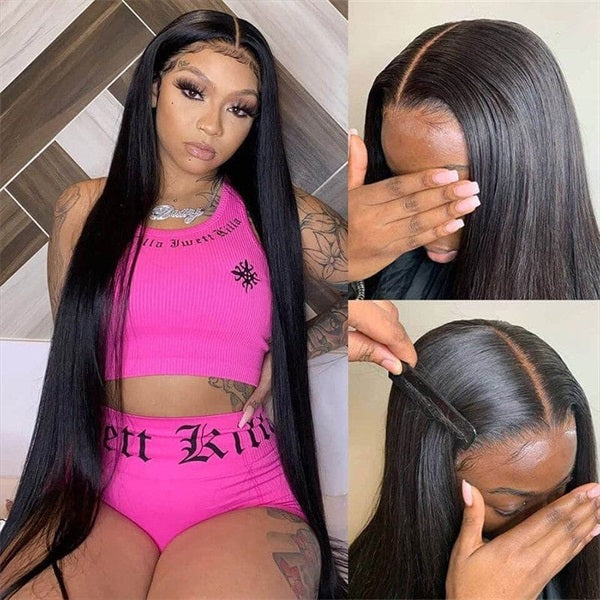Glueless Wigs Straight Hair Lace Closure Wigs With Baby Hair 250% Density Human Hair Wigs