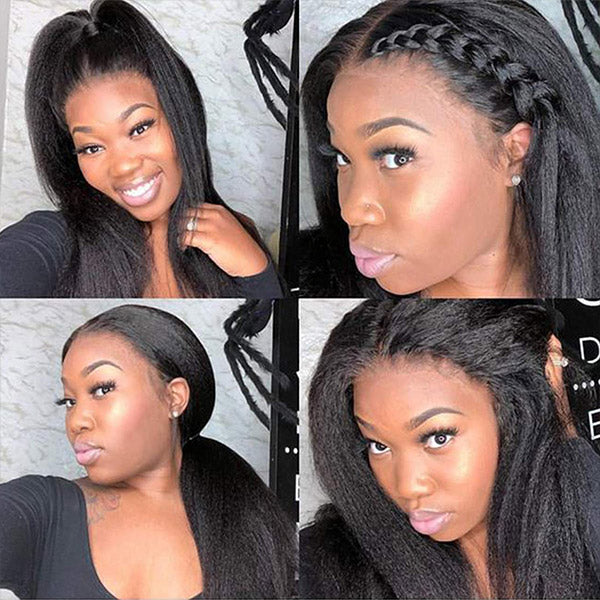 Yaki Straight Lace Closure Wigs HD Glueless Wigs With Baby Hair 30Inch HD Human Hair Wigs