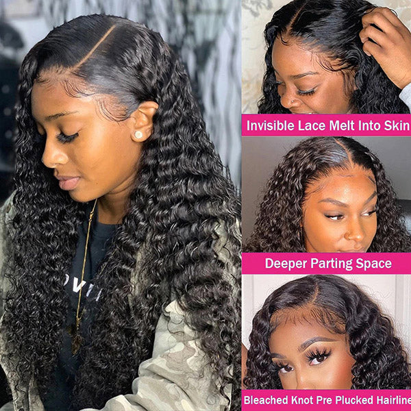 Products Deep Curly Hair Wigs Closure Lace Wig With Baby Hair 4x4 Brazilian Human Hair Wigs
