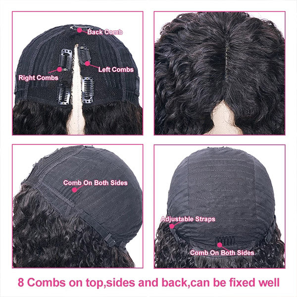 V Part Wig Human Hair Curly Upgrade U Part Wigs No Leave Out