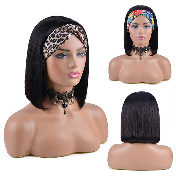 Glueless Wig Human Hair Bob Headband Wigs Straight Hair Wigs With Headband