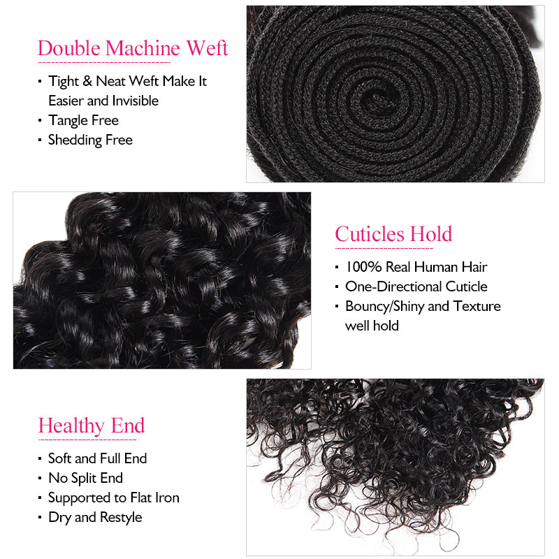 Ishow Hair Bundles Curly Weave Human Hair Bundles Extensions Natural Color - IshowVirginHair