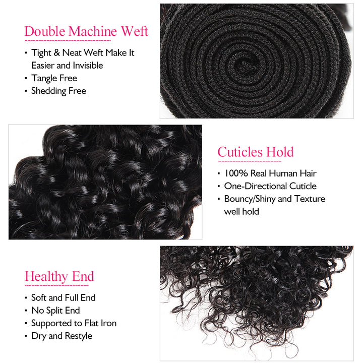 Ishow Hair Bundles Curly Weave Human Hair Bundles Extensions Natural Color - IshowVirginHair