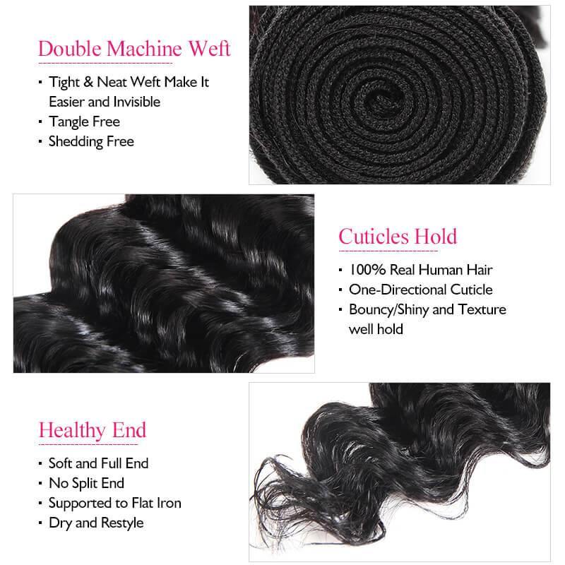 Deep Wave Human Hair 4 Bundles 100% Virgin Indian Human Hair Weave