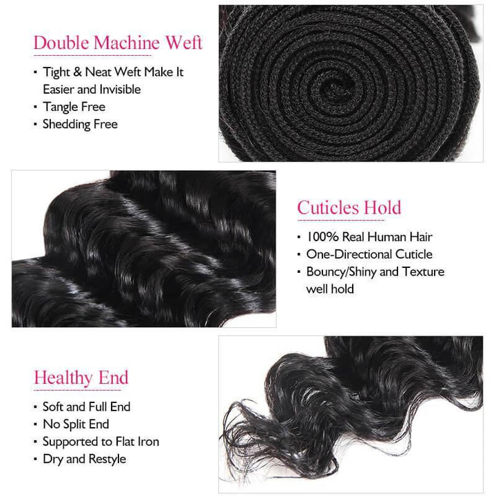 Deep Wave Human Hair 4 Bundles 100% Virgin Indian Human Hair Weave