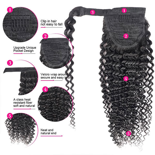 High Ponytail with Weave Virgin Human Hair Curly Hair Clip in Extension 30 Inch