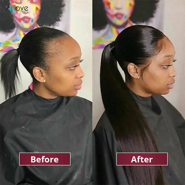 Long Ponytail Extension Straight Human Hair For Black Women 30 Inch Ponytail Around Clip in Ponytail