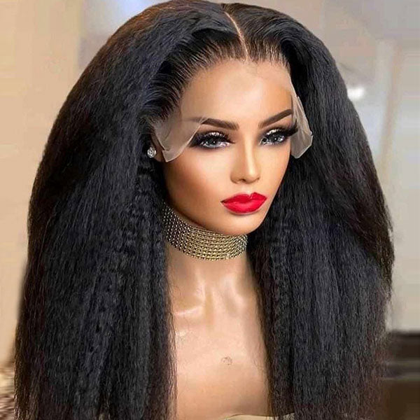 Yaki Straight Real Swiss HD Frontal Wigs 13x4 HD Lace Front Wigs 250% Density Human Hair With Baby Hair