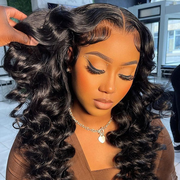 HD Frontal Lace Wigs Indian Loose Deep Wave Wig 32Inch 13x4 Tranparent Human Hair Wig