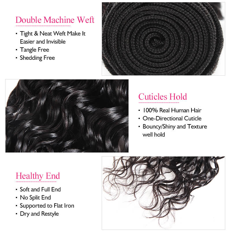 Malaysian Water Wave Ishow Human Hair Extensions 3 Bundles With Lace Closure 100% Remy Human Hair Weave Bundles - IshowVirginHair