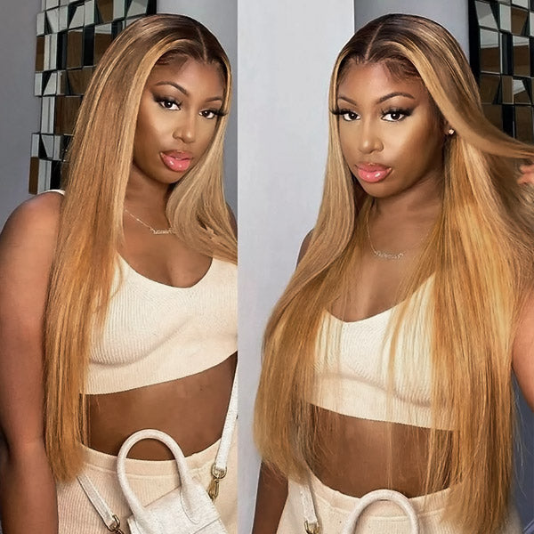 1B 27 Honey Blonde Lace Front Wigs Straight HD 13x4 Front Wigs With Baby Hair Full Lace Wigs Human Hair