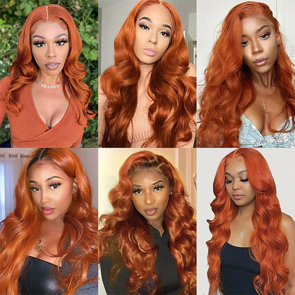 Orange Bundles with Closure Brazilian Body Wave Human Hair 3 Bundles With Lace Closure