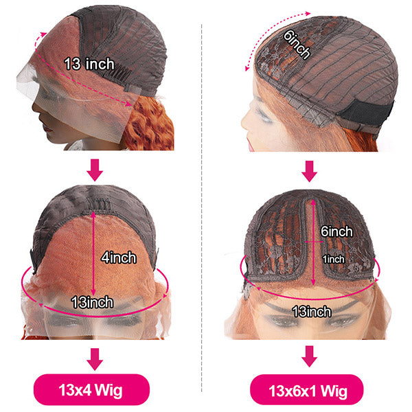 Ishow Ginger Orange Lace Front Wig HD Colored Human Hair Wigs With Baby Hair