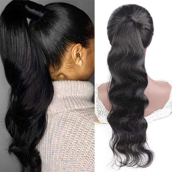 Weave Ponytail Wrap Around Ponytail Extension Body Wave Black Ponytail Hair Extension Virgin Human Hair