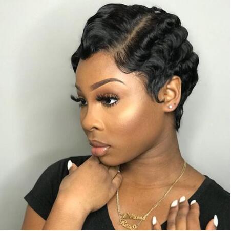 Ishow Short Human Hair Wigs Finger Wave Machine Made Virgin Remy Hair Wig - IshowHair