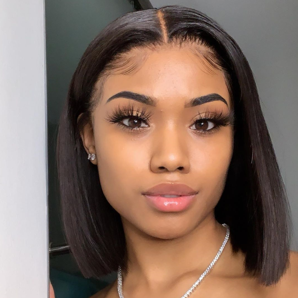 Middle part shop short straight hair