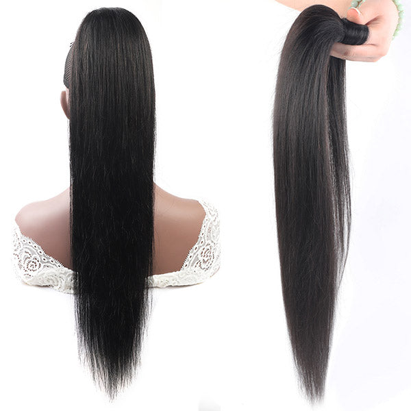 Long Ponytail Extension Straight Human Hair For Black Women 30 Inch Ponytail Around Clip in Ponytail
