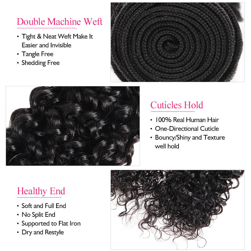 Virgin Peruvian Curly Hair 3 Bundles with 4x4 Lace Closure Ishow Human Hair Extensions