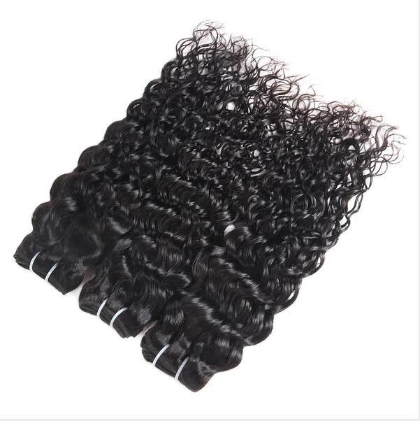 Brazilian Ishow Hair Bundles Water Wave Hair Weave 3 Bundles With 2x4 Lace Closure - IshowHair