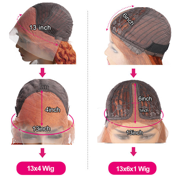 Diagram Showing Lace Wig Cap Measurements for 13X4 and 13X6 Inch Wigs
