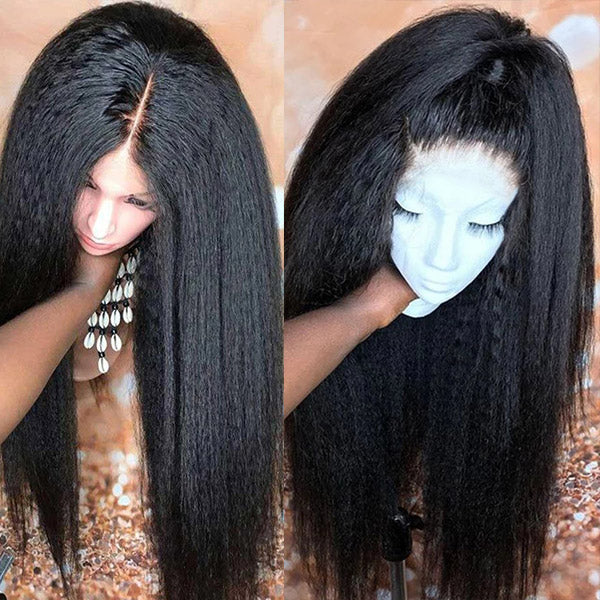Yaki Straight Lace Closure Wigs HD Glueless Wigs With Baby Hair 30Inch HD Human Hair Wigs