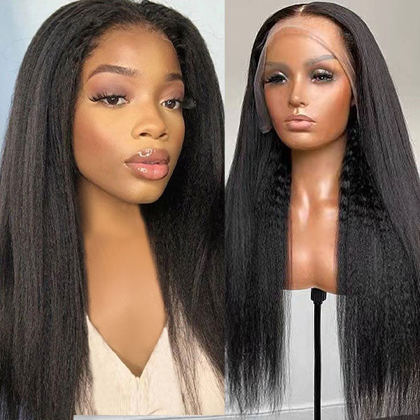 Kinky Straight Wig - HD Lace Frontal Wigs - 250 Density Wig  display picture 3