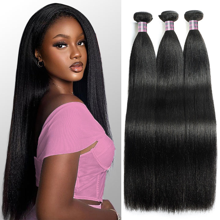 Ishow Yaki Straight Brazilian Hair Bundles - Silky, natural human hair weave for sleek, flawless styles.