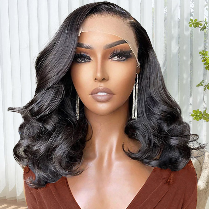 Bob Lace Front Wigs Body Wave Frontal Bob 14 Inch Bob Human Hair 180% Density Lace Wigs