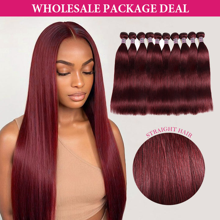 Ishow Wholesale Package Deal 99J Burgundy Human Hair Bundles Straight Hair/Body Wave/Deep Wave Colored Weave 10 Pcs