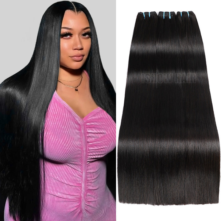 A Women Wearing Raw Vietnamese Silky Straight Hair Bundle