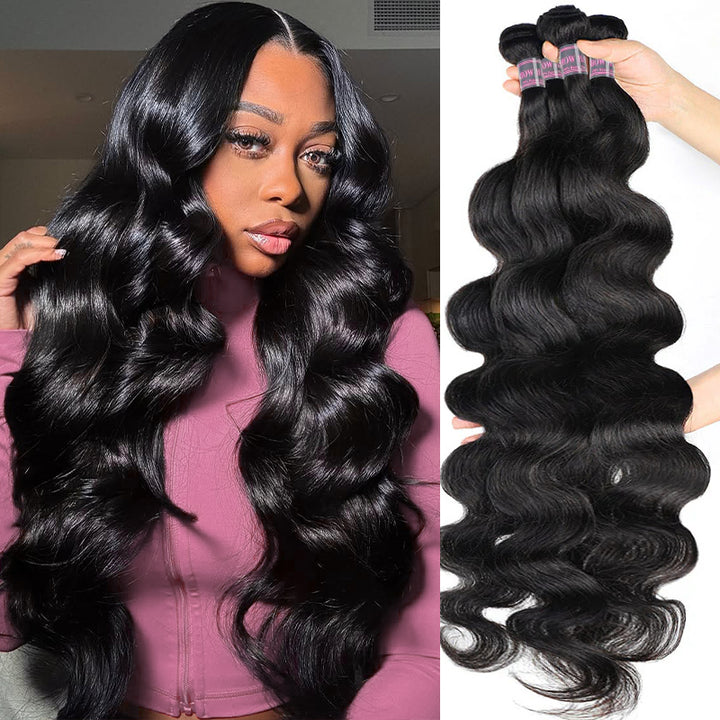 Ishow Hair Virgin Indian Hair Body Wave Human Hair Weave 4 Bundles