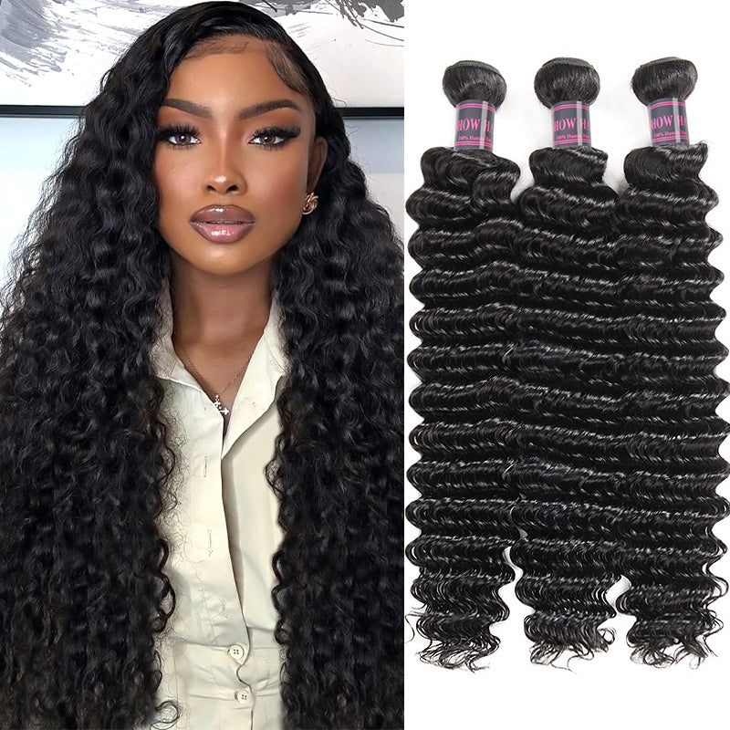 Deep Wave 3 Bundles Ishow Virgin Peruvian Human Hair Extensions - IshowHair