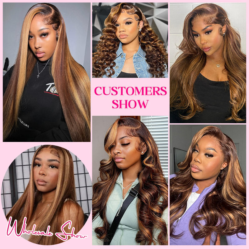 Ishow Wholesale Package Deal P4/27 Highlight Human Hair Bundles Body Wave/Straight Hair/Loose Deep Wave Factory Price Honey Blonde Bundles 10 Pcs