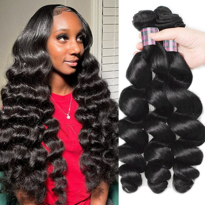 Ishow Peruvian Loose Wave Hair 3 Bundles 100% Virgin Human Hair Weaves