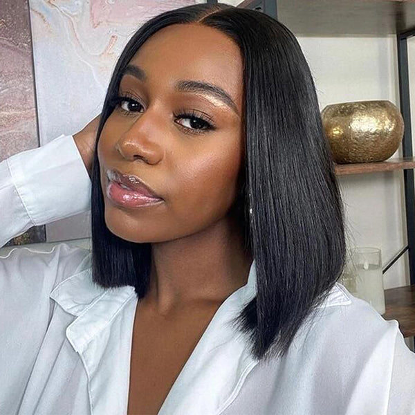 Ishow Ready To Wear PPB™ Invisible Knots Glueless Wigs Short Straight Bob Wig 5x5 Lace Closure Pre Cut Wigs