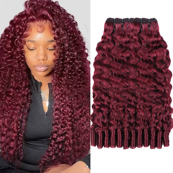 Burgundy Curl Fantasy! #99J Burmese Curly Bundles - 3-Piece Luxury Hair Set