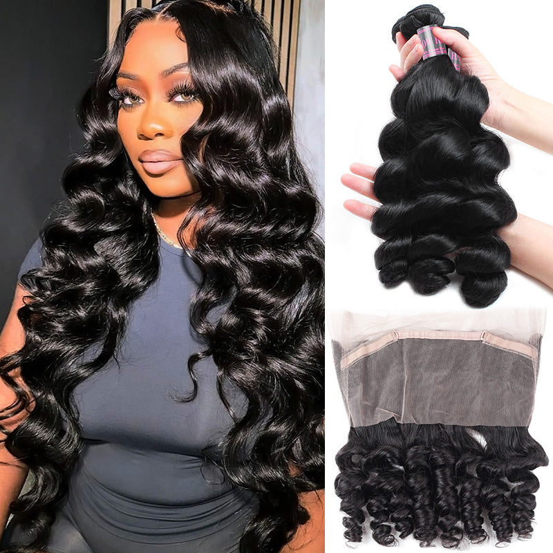 Malaysian Loose Wave Hair Extensions 3 Bundles With 360 Lace Frontal With Baby Hair Ishow 100% Remy Human Hair Weft - IshowVirginHair