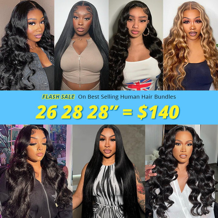 【Flash Sale】26 28 28"=$140 Only For Ishow Best Selling Body Wave/Loose Wave/Straight Human Hair Bundles With Closure