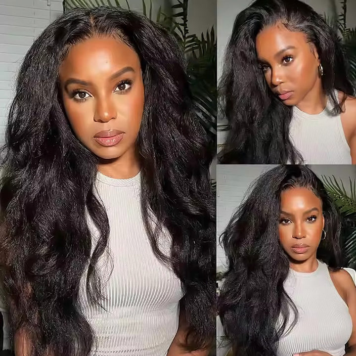 Model With Yaki Straight Black Hair Styling a Natural Look

