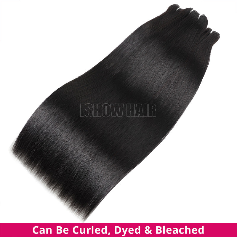 12A Grade Straight Human Hair Bundles Can Be Curled, Byed & Bleached.