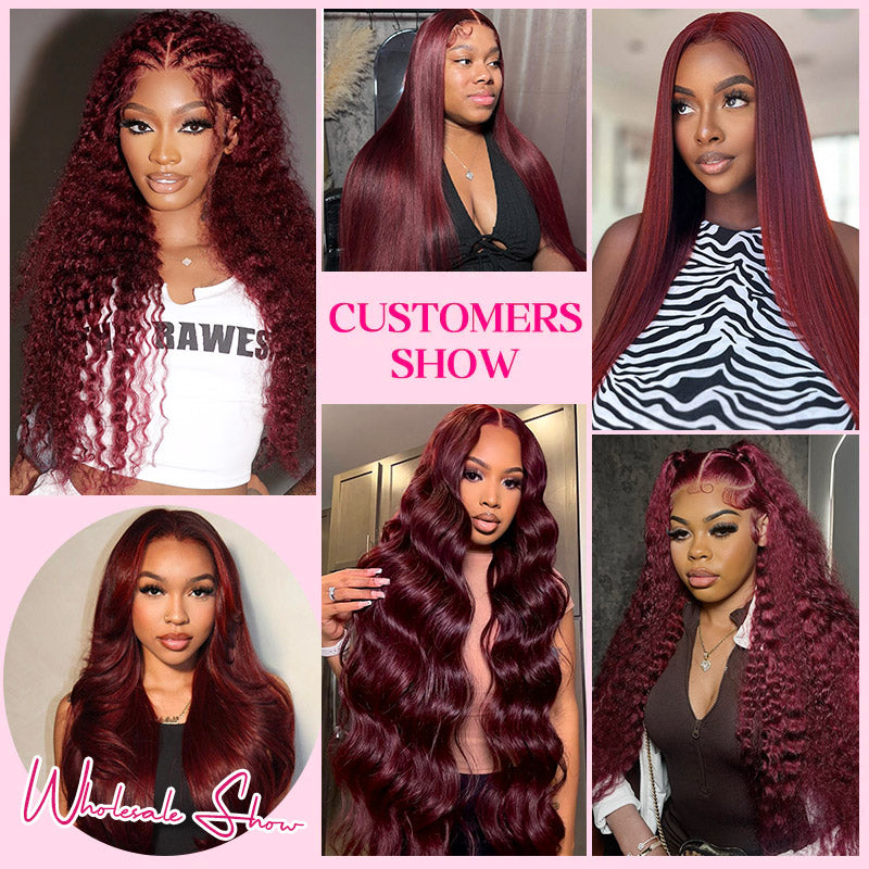 Ishow Wholesale Package Deal 99J Burgundy Human Hair Bundles Straight Hair/Body Wave/Deep Wave Colored Weave 10 Pcs