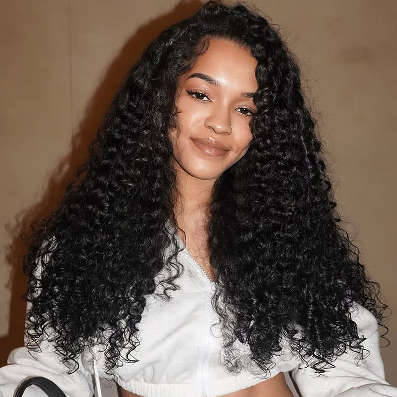 Virgin Brazilian Hair Deep Wave Hair 2 Bundles With 360 Lace Frontal