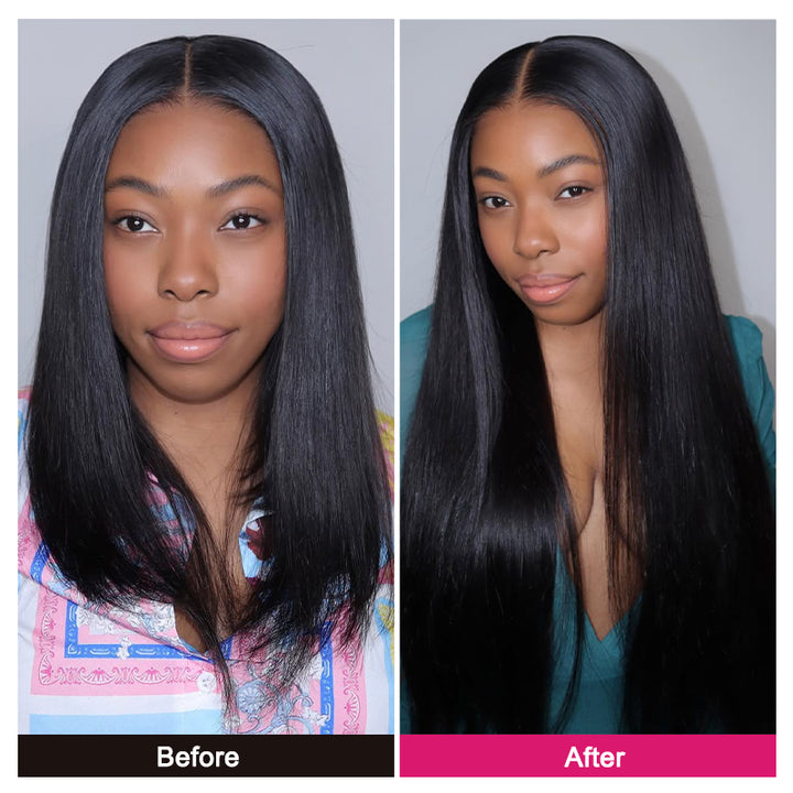 Ishow Silky Straight Hair Real Human Hair Clip in Hair Extensions With Seamless Edge Natural Black Color 9pcs / 7pcs