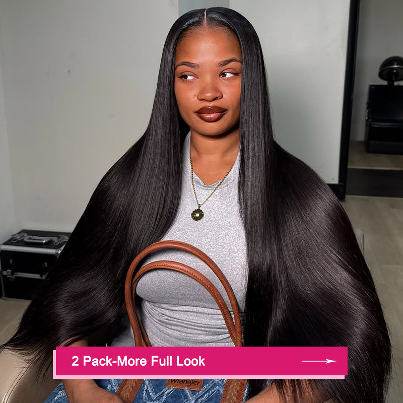 Ishow Silky Straight Hair Real Human Hair Clip in Hair Extensions With Seamless Edge Natural Black Color 9pcs / 7pcs