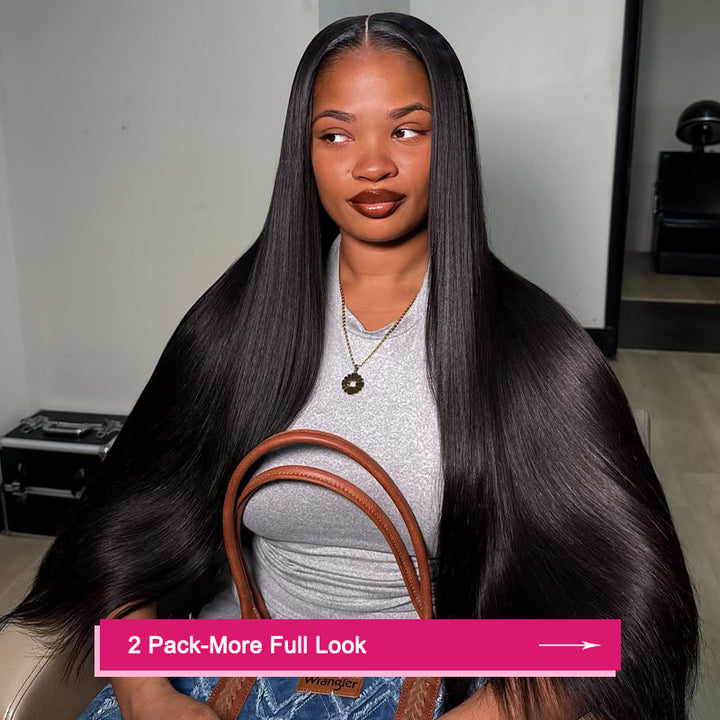 Ishow Silky Straight Hair Real Human Hair Clip in Hair Extensions With Seamless Edge Natural Black Color 9pcs / 7pcs