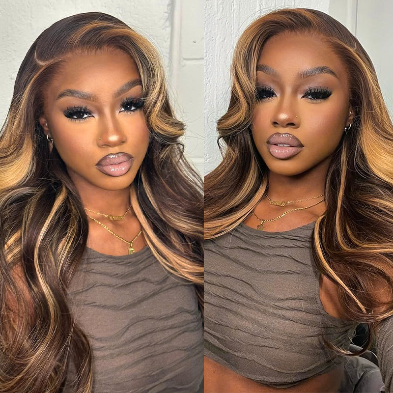 Ishow Honey Blonde 4x4 Lace Closure Human Hair Wigs Color P4/27 Straight and Body Wave Lace Wig - IshowHair