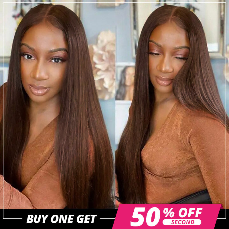 Ishow Buy One Get Second 50% Off Deal Dark Brown Color Straight 13x4 Lace Frontal Wig