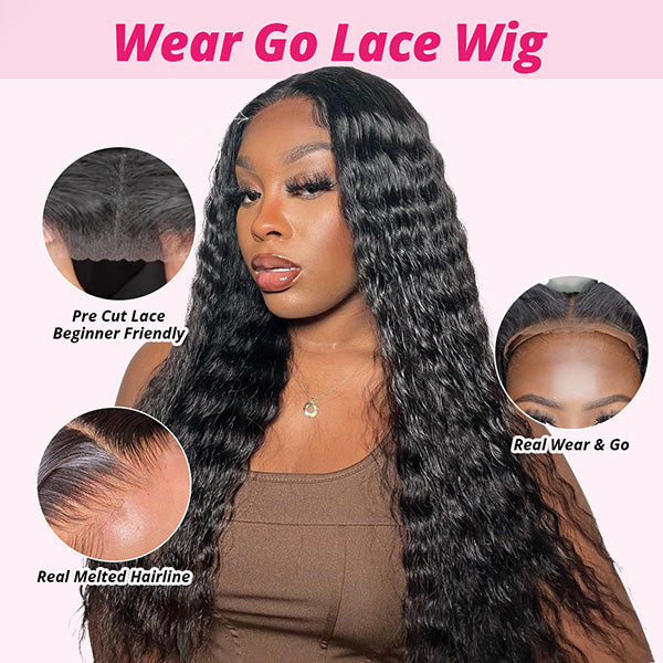 PPB Bleached Knots Wear Go Glueless Wigs Water Wave Wig 13x6 Lace Frontal Wigs Pre Cut Wigs Beginner Friendly