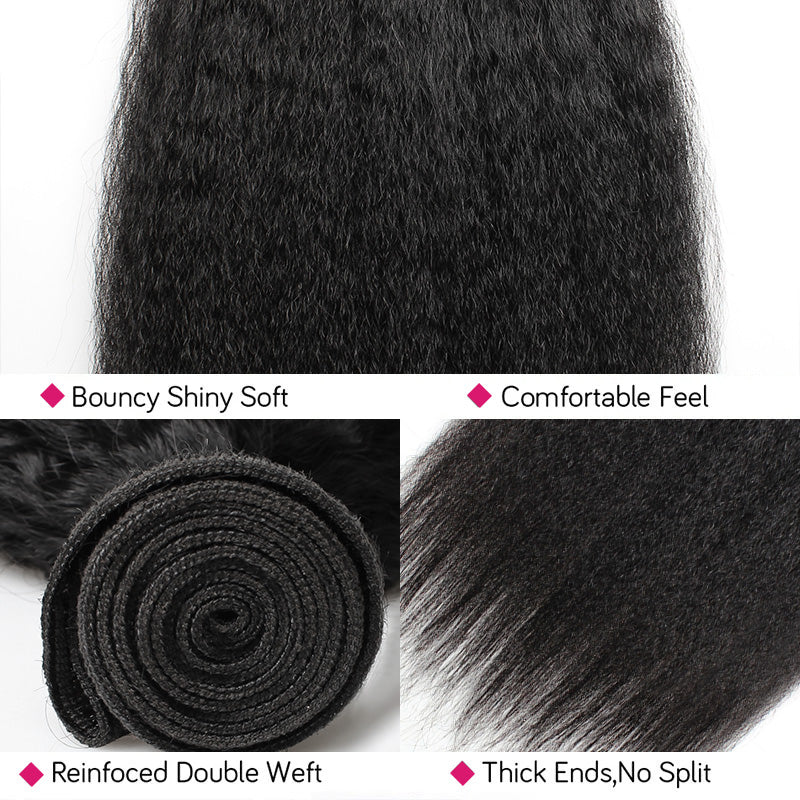 Indian Remy Human Hair Yaki Straight 3 Bundles Deal Hair Extensions Ishow Hair Weave Natural Color Hair Bundles - IshowVirginHair
