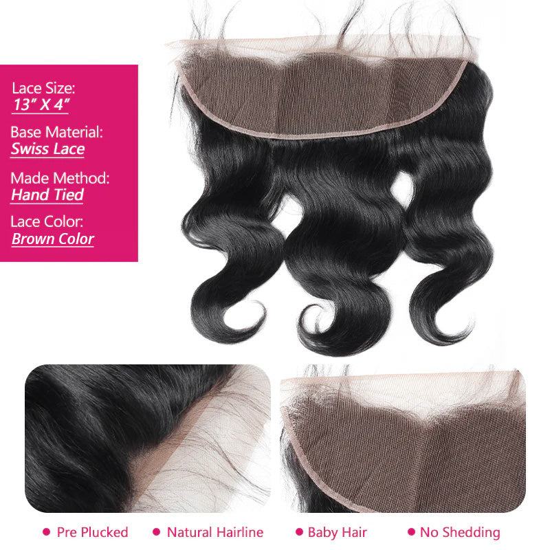 13X4 Brown Lace Frontal Hair Closure Features Pre-Plucked Natural Hairline